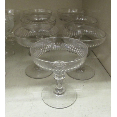 231 - Decorative glassware: to include stemmed, engraved sundae dishes 