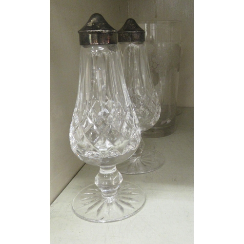 231 - Decorative glassware: to include stemmed, engraved sundae dishes 