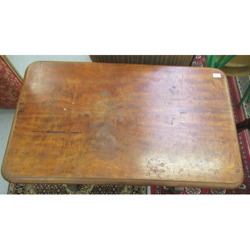 236 - A late Victorian mahogany centre table, raised on opposing turned columns and platform feet  29... 