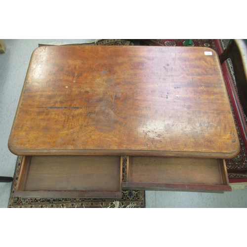 236 - A late Victorian mahogany centre table, raised on opposing turned columns and platform feet  29... 