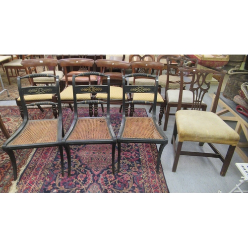 239 - Chairs: to include a set of four early 19thC mahogany framed examples, each with a splat back and dr... 