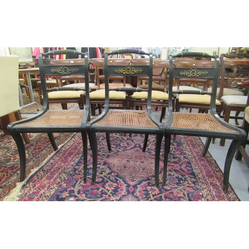 239 - Chairs: to include a set of four early 19thC mahogany framed examples, each with a splat back and dr... 