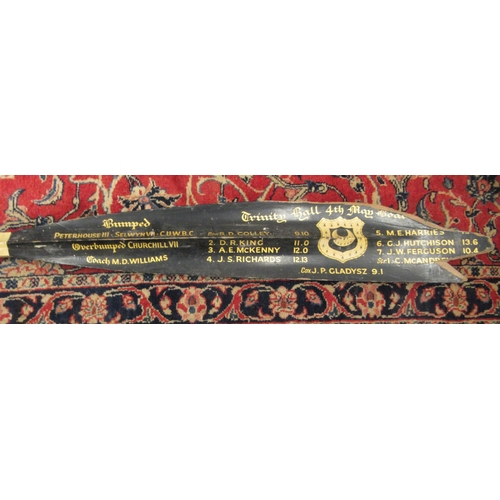 66 - A Trinity Hall, Cambridge 1972 University Boat Race presentation oar, inscribed on the blade with th... 