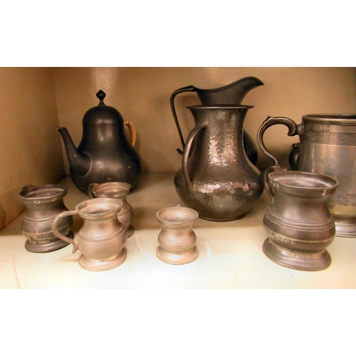 69 - 18th/19thC and later pewter tableware: to include spoons, tankards and plates  9