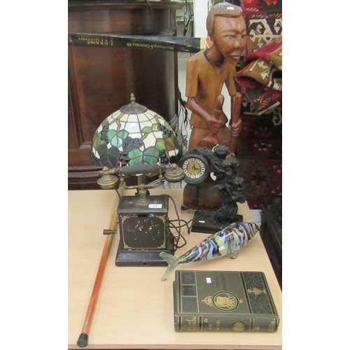 74 - A mixed lot: to include an early 20thC painted metal and wooden telephone  13