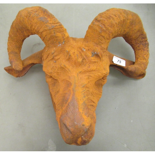 75 - A cast iron rams head  13