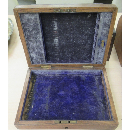 87 - Wooden boxes: to include a late Victorian mother-of-pearl rosewood jewellery box with a hinged lid a... 