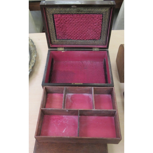 87 - Wooden boxes: to include a late Victorian mother-of-pearl rosewood jewellery box with a hinged lid a... 