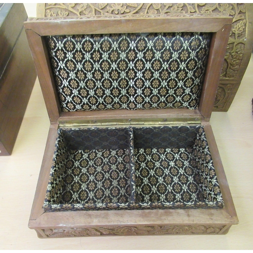 87 - Wooden boxes: to include a late Victorian mother-of-pearl rosewood jewellery box with a hinged lid a... 