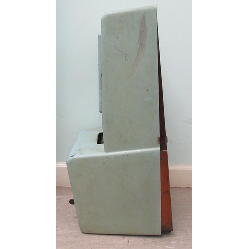 122 - A vintage Gledhill Brook time recorder with wall mounting points, in a pale blue painted case, locka... 
