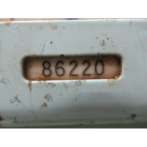 122 - A vintage Gledhill Brook time recorder with wall mounting points, in a pale blue painted case, locka... 