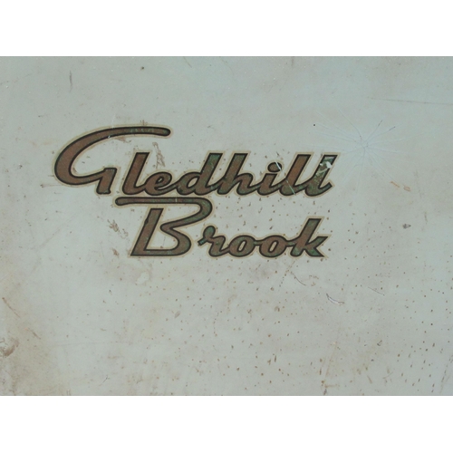 122 - A vintage Gledhill Brook time recorder with wall mounting points, in a pale blue painted case, locka... 