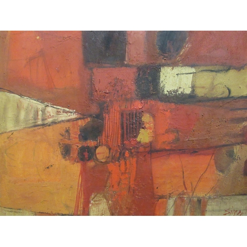 123 - Fred Sieger &ndash; an abstract study in tones of red and orange&nbsp; mixed media on canvas&nbsp; b... 