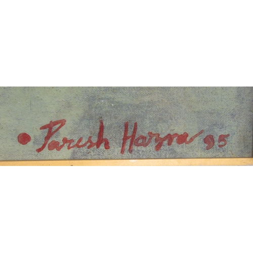 129 - Paresh Hazra &ndash; an abstract study&nbsp; mixed media&nbsp; bears a signature & label verso&n... 