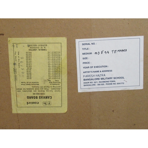 129 - Paresh Hazra &ndash; an abstract study&nbsp; mixed media&nbsp; bears a signature & label verso&n... 