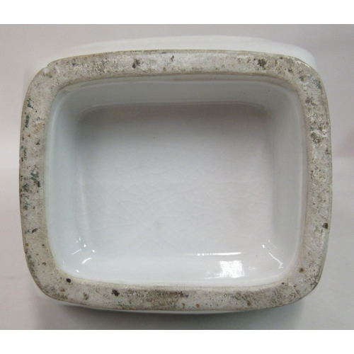 134 - An early 20thC Chinese blanc-de-chine Hu shaped vase with a peach design body and opposing handles  ... 