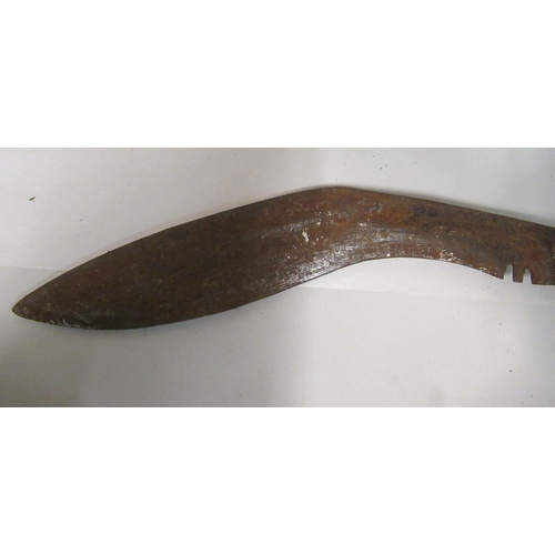 142 - Three similar Indian kukris with inlaid handles, the blades approx 12