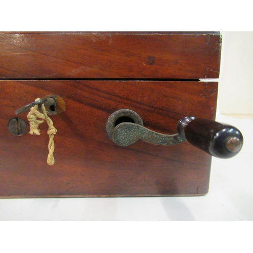 145 - A late 19thC manual Magneto-Electro machine (for nervous and other deceases) in a mahogany case with... 