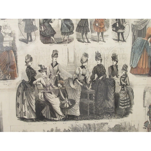 147 - A Victorian collage display of print extracts from 'The Young Ladies Journal' describing current fas... 