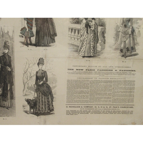 147 - A Victorian collage display of print extracts from 'The Young Ladies Journal' describing current fas... 