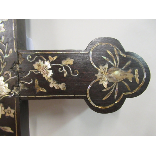 152 - A 19thC and possibly earlier, Vietnamese Jesuit wooden cross with mother-of-pearl marquetry ornament... 