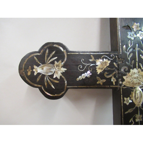 152 - A 19thC and possibly earlier, Vietnamese Jesuit wooden cross with mother-of-pearl marquetry ornament... 