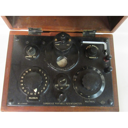 158 - An early 20thC Cambridge Portable Potentiometer, fitted in a mahogany case&nbsp;