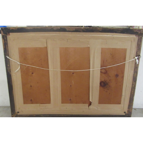 164 - E M Hewitt - a 19thC shoreline scene with sheep on a hillside in the foreground and mountains beyond... 