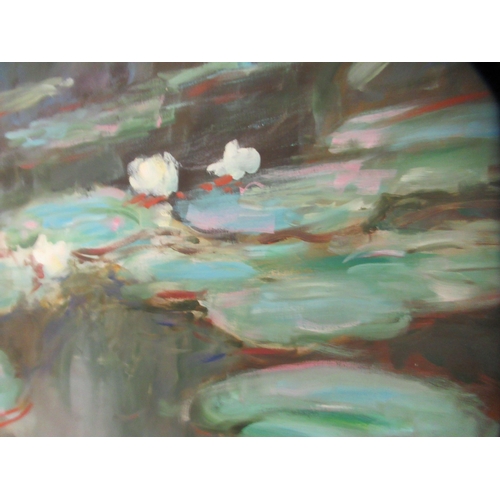 167 - 20thC British School - waterlilies on a pond&nbsp; oil on canvas&nbsp; bears a traditional signature... 