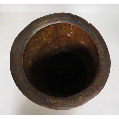 169 - An early 20thC Chinese bamboo brush pot, carved with scholars at work&nbsp; 11.25