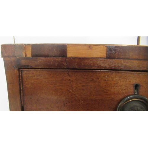 175 - An early/mid 19thC mahogany four drawer dressing chest, raised on bracket feet&nbsp; 32