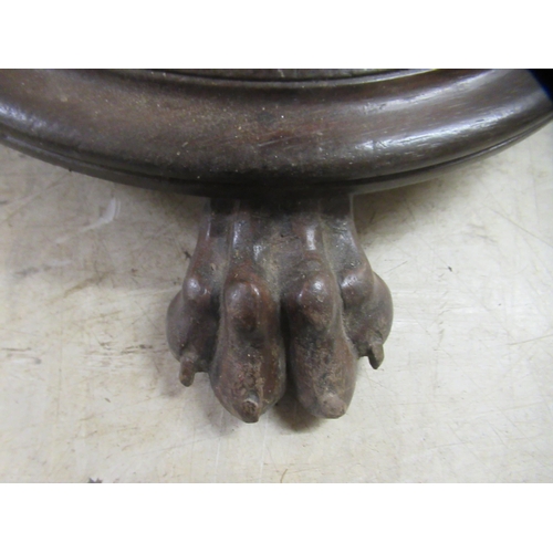 177 - A William IV rosewood music stool, the later fabric upholstered top raised on a bulbous, reeded pede... 