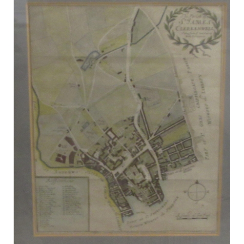 178 - A mid 18thC coloured map 'The Parish of St James, Clerkenwell, Surrey'&nbsp; 11.5