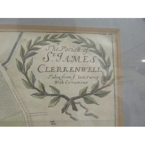 178 - A mid 18thC coloured map 'The Parish of St James, Clerkenwell, Surrey'&nbsp; 11.5