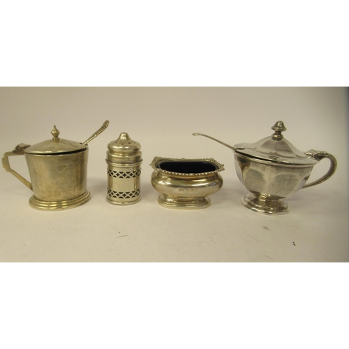 205 - Silver condiments: to include salts and pepper pots&nbsp; mixed marks&nbsp;