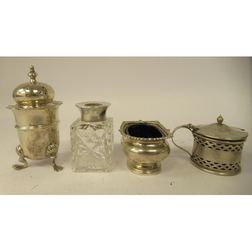 205 - Silver condiments: to include salts and pepper pots&nbsp; mixed marks&nbsp;