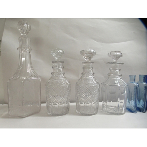217 - Clear and coloured glassware: to include an early 20thC decanter and stopper, decorated with floral ... 