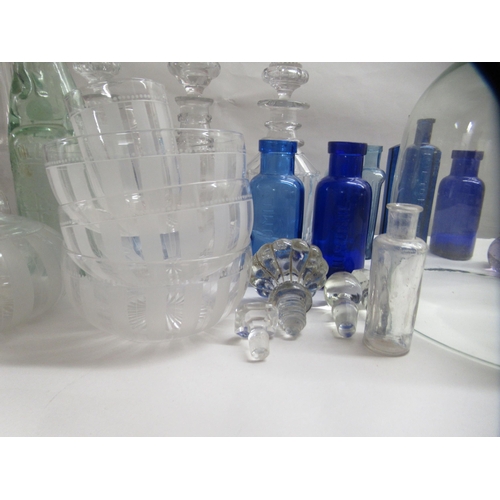 217 - Clear and coloured glassware: to include an early 20thC decanter and stopper, decorated with floral ... 