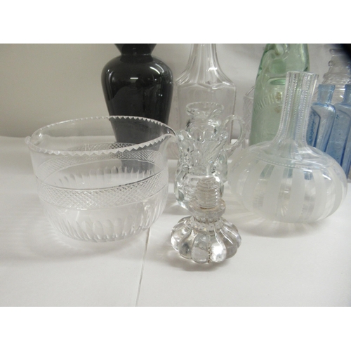 217 - Clear and coloured glassware: to include an early 20thC decanter and stopper, decorated with floral ... 