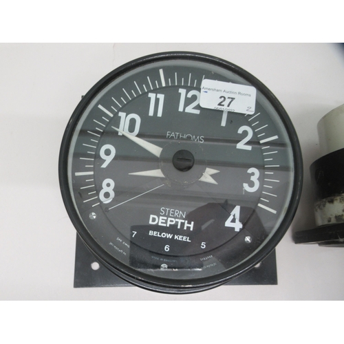 27 - A Harland & Wolff submarine depth indicator; and a Smith's submarine trim indicator&nbsp;