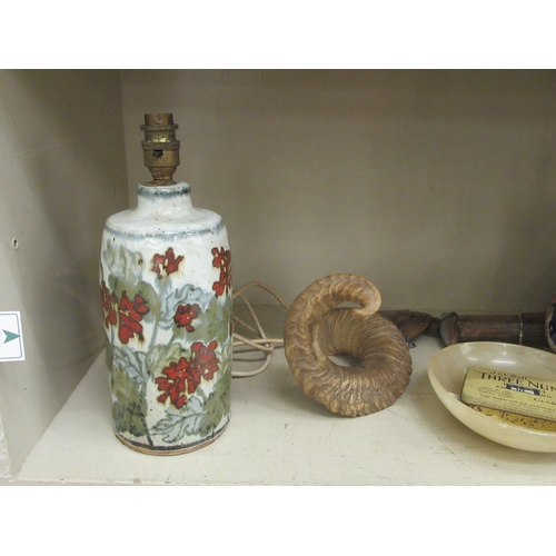 265 - A mixed lot: to include an early 20thC Japanese porcelain table lamp, decorated in the Imari palette... 