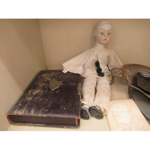 25 - A mixed lot: to include two pairs of mid 20thC bookends, one surmounted by springboks, the other as ... 