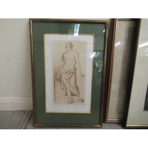 28 - Framed pictures: to include a 19thC monochrome engraving, an interior scene&nbsp; bearing text 'Nico... 