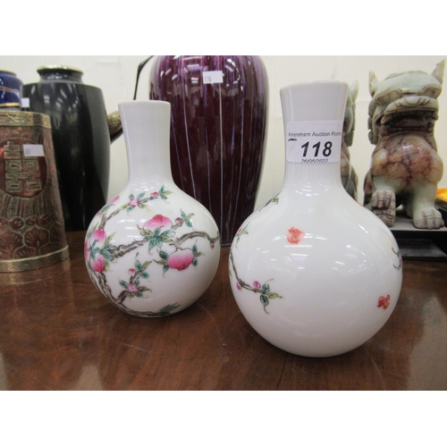 118 - Chinese ceramics: to include a pair of porcelain vases, decorated with flora  6