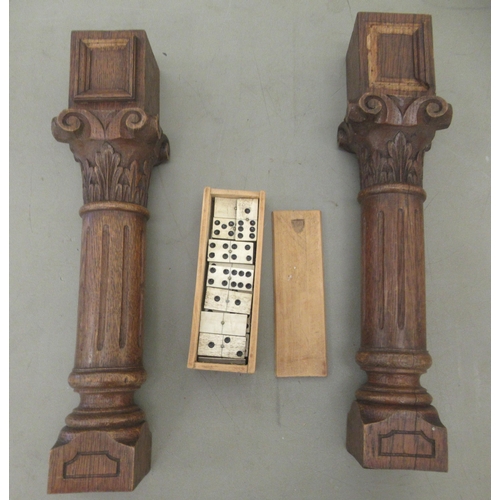 123 - A mixed lot: to include a pair of carved oak furniture pillars with Corinthian capitals  14