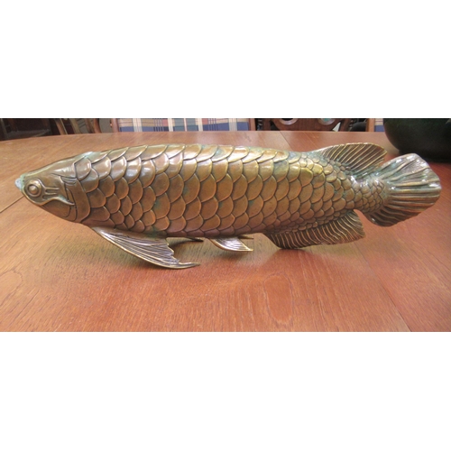 129 - Oriental metalware: to include a cast patinated bronzed model, a carp  16