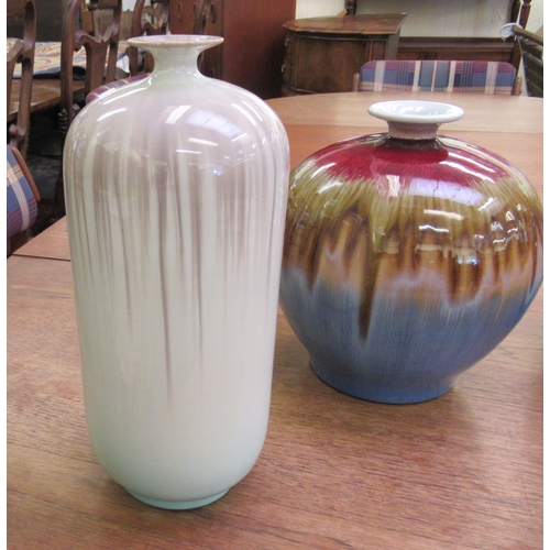 132 - Three 20thC Chinese porcelain vases with layered multi-coloured streaky glazed decoration  10