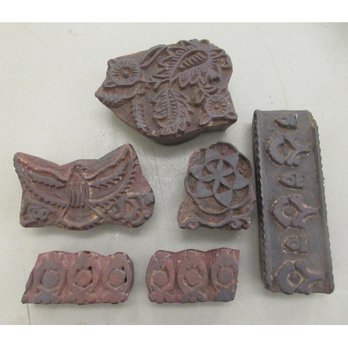 144 - A mixed lot: to include an Indian carved hardwood textile printing block  6