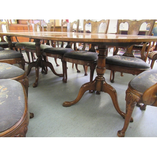 190 - A 1930s Regency design walnut triple pedestal oval dining table  30