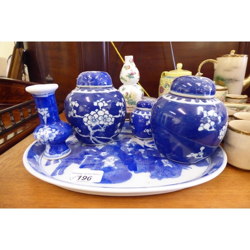 196 - Chinese and Japanese ceramics: to include a Japanese Satsuma earthenware coffee set, decorated with ... 